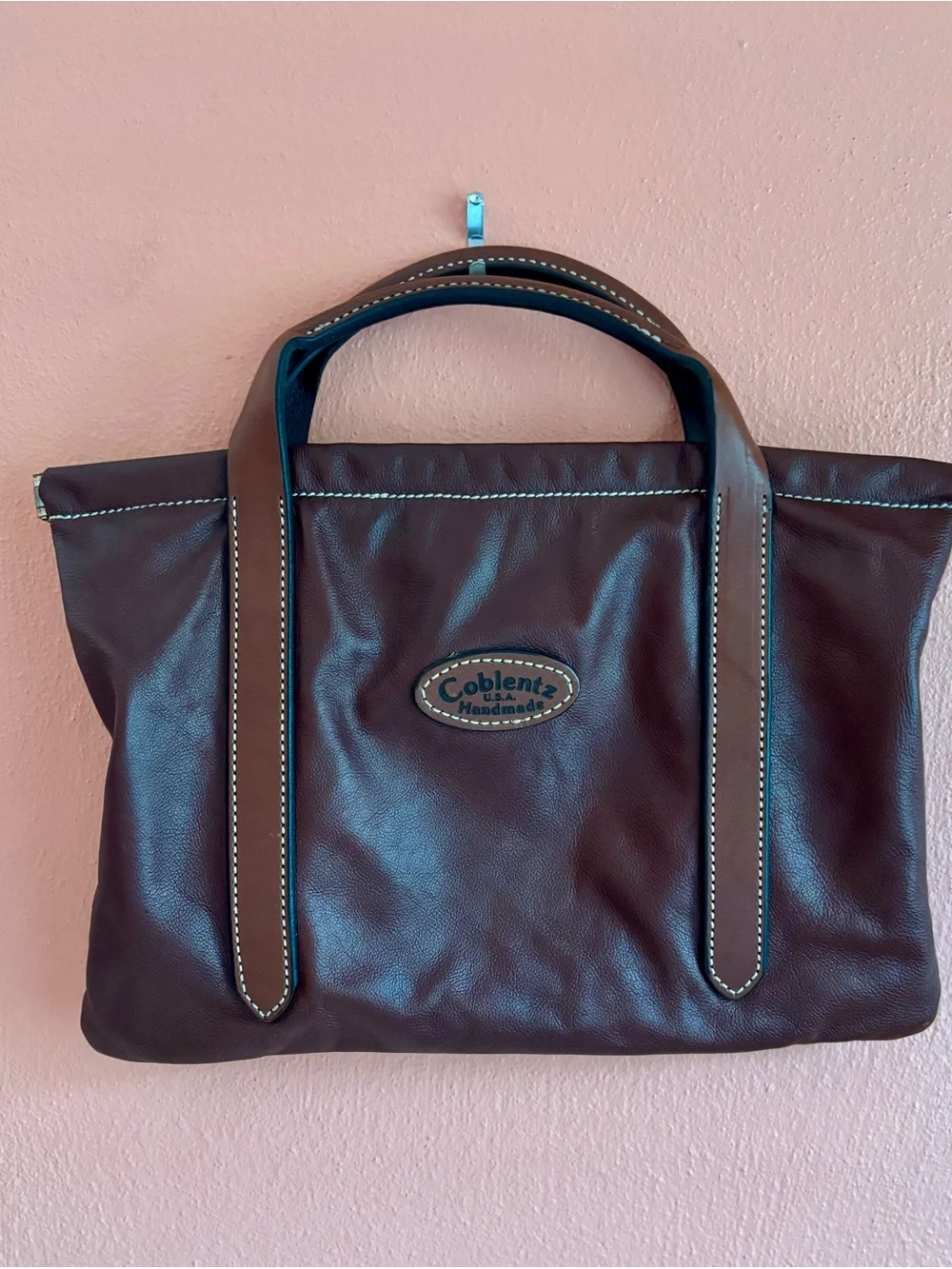 Handmade Brown Leather Tote Bag
